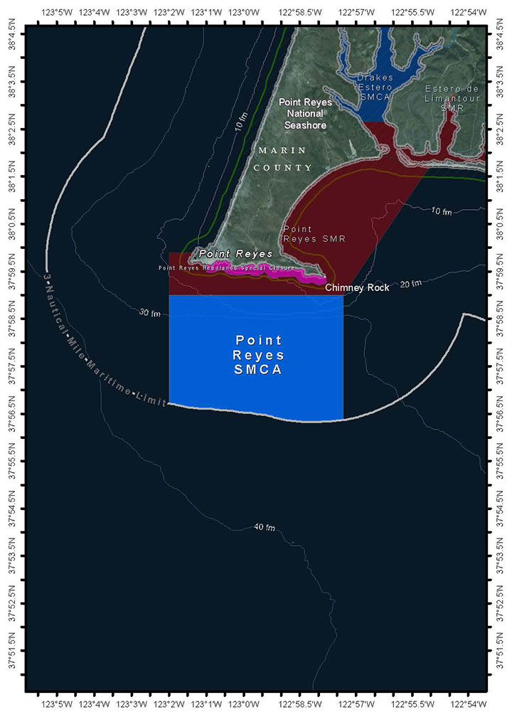 Map of Point Reyes State Marine Conservation Area - click to enlarge in new tab